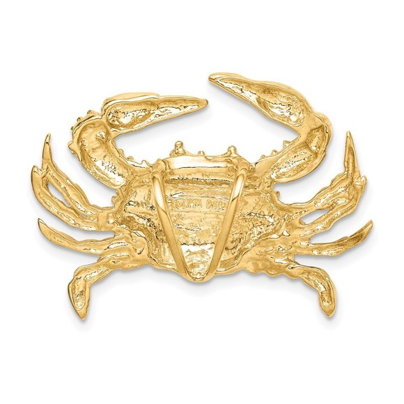 Million Charms 14k Yellow Gold Blue Crab Necklace Slide Pendant - Picture 3 of 4